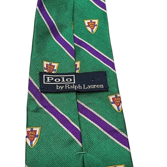 Polo Ralph Lauren Green Stripe Club Mulberry Silk Tie - Picture 5 of 7